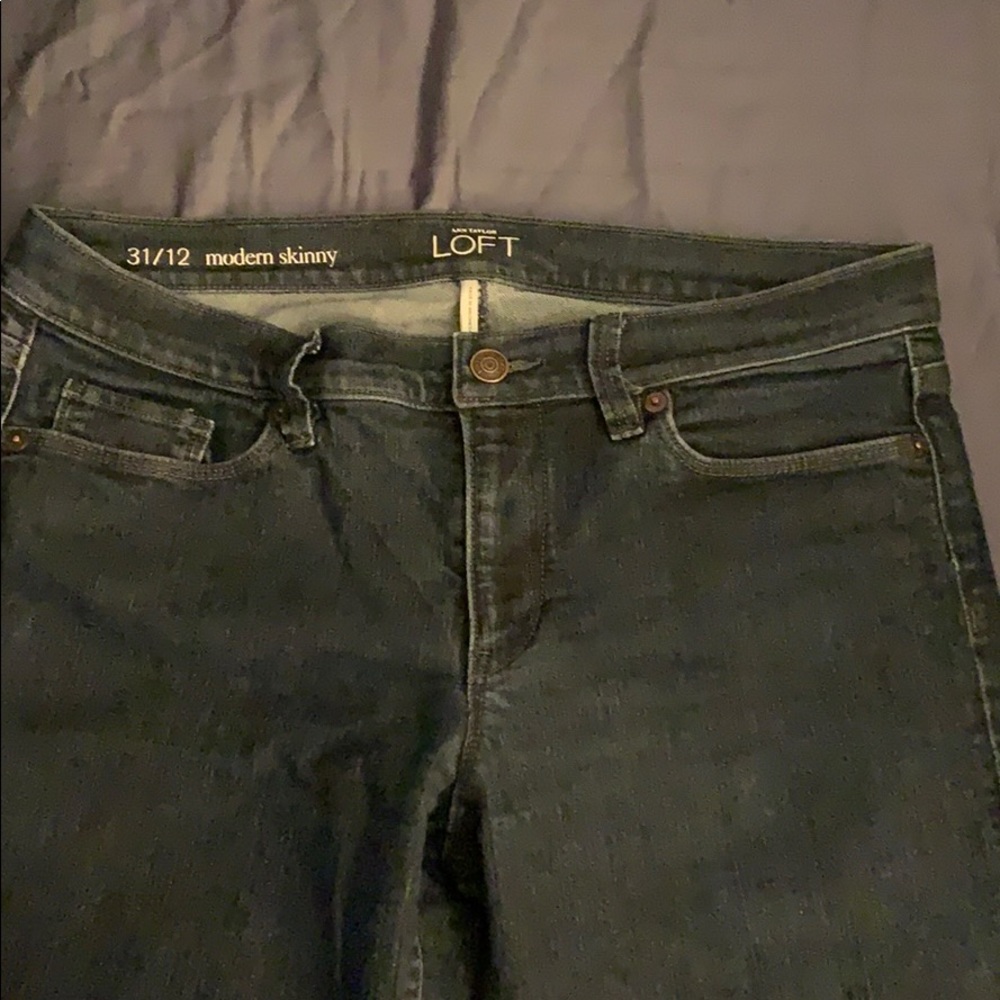Loft size 12 Modern Skinny Jeans in dark wash.